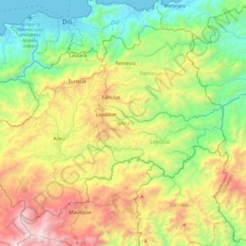 Aileu topographic map, elevation, terrain