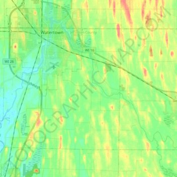Town of Watertown topographic map, elevation, terrain