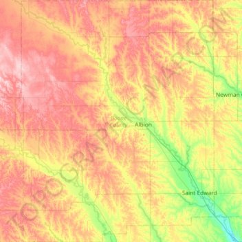 Boone County topographic map, elevation, terrain