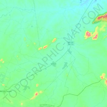 Janduís topographic map, elevation, terrain