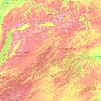 Zabaykalsky Krai topographic map, elevation, terrain