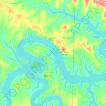 Shell Knob topographic map, elevation, terrain