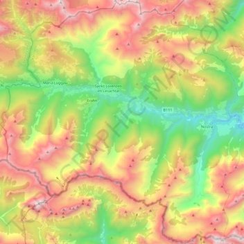 Lesachtal topographic map, elevation, terrain