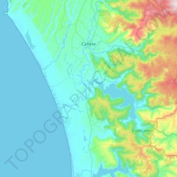 Cañete topographic map, elevation, terrain