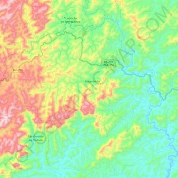 Brejaubinha topographic map, elevation, terrain