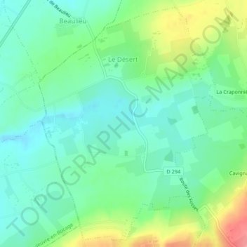 Le Désert topographic map, elevation, terrain