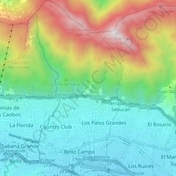 Municipio Chacao topographic map, elevation, terrain