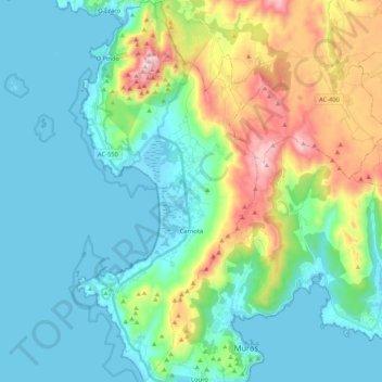 Carnota topographic map, elevation, terrain