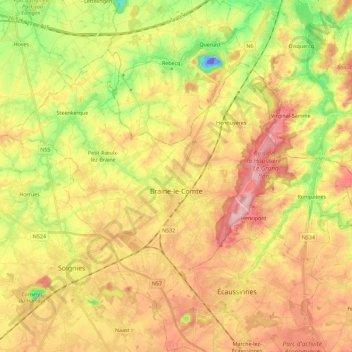 's-Gravenbrakel topographic map, elevation, terrain