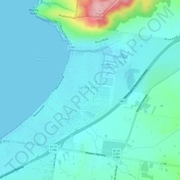 Safety Beach topographic map, elevation, terrain