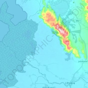 2e Petites Desdunes topographic map, elevation, terrain