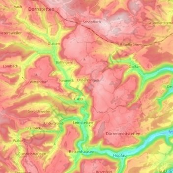 Glatt topographic map, elevation, terrain
