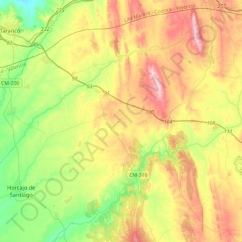 Uclés topographic map, elevation, terrain