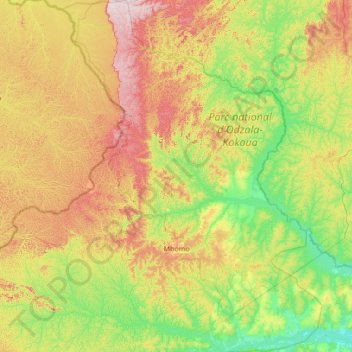 Mbomo topographic map, elevation, terrain