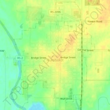 Humboldt topographic map, elevation, terrain