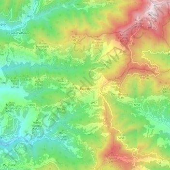 Bajardo topographic map, elevation, terrain