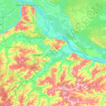 Кстовский район topographic map, elevation, terrain