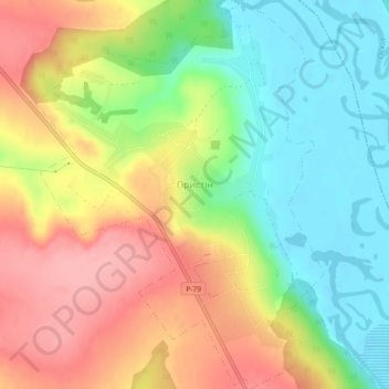 Prystin topographic map, elevation, terrain