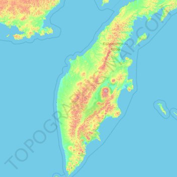 полуостров Камчатка topographic map, elevation, terrain