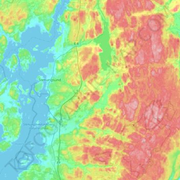 Stenungsund topographic map, elevation, terrain