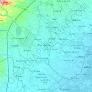Floridablanca topographic map, elevation, terrain