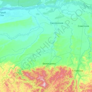 Смоленский район topographic map, elevation, terrain