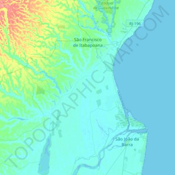 São Francisco do Itabapoana topographic map, elevation, terrain