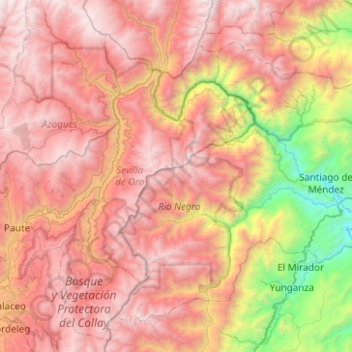 Río Paute topographic map, elevation, terrain