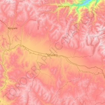 Crucero topographic map, elevation, terrain