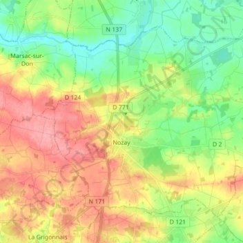 Nozay topographic map, elevation, terrain