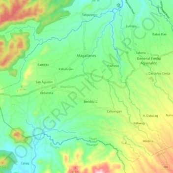 Magallanes topographic map, elevation, terrain