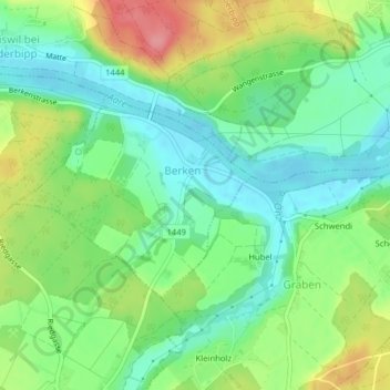 Berken topographic map, elevation, terrain