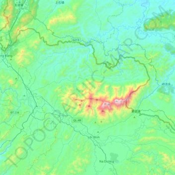 Cao Lộc topographic map, elevation, terrain