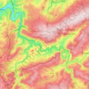 Stoumont topographic map, elevation, terrain