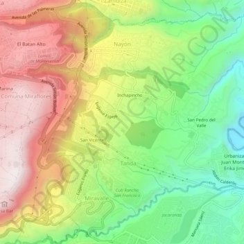 Nayon topographic map, elevation, terrain