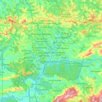 Franco da Rocha topographic map, elevation, terrain
