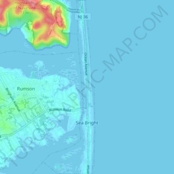 Sea Bright topographic map, elevation, terrain