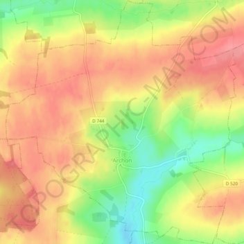 Archon topographic map, elevation, terrain