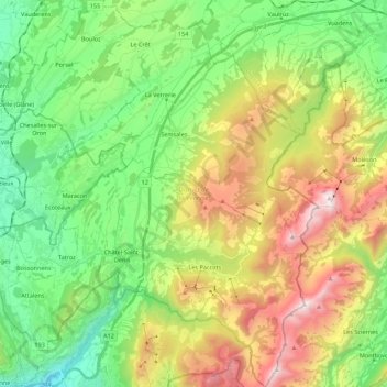 District de la Veveyse topographic map, elevation, terrain