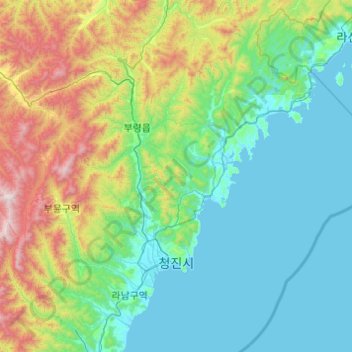 Chŏngjin topographic map, elevation, terrain