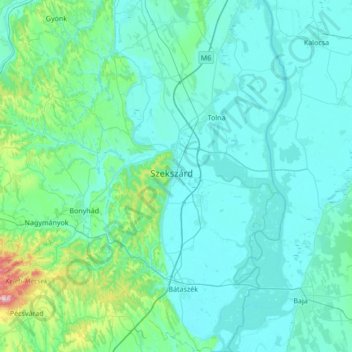 Tolna megye topographic map, elevation, terrain