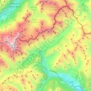Courmayeur topographic map, elevation, terrain