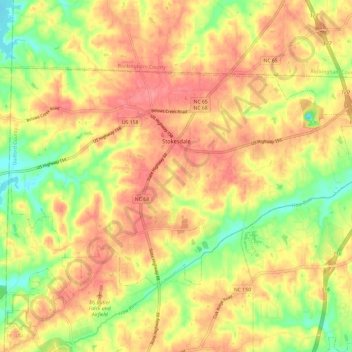 Stokesdale topographic map, elevation, terrain