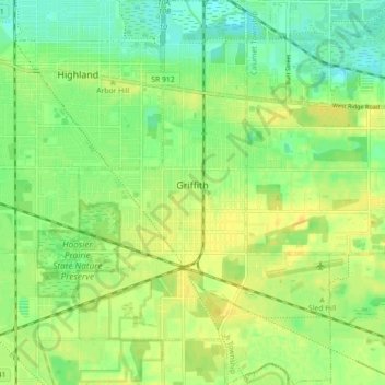 Griffith topographic map, elevation, terrain