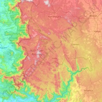 Supa taluk topographic map, elevation, terrain