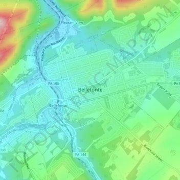 Bellefonte topographic map, elevation, terrain