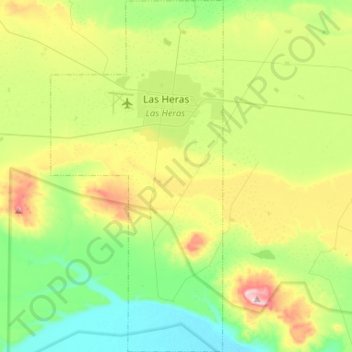 Las Heras topographic map, elevation, terrain