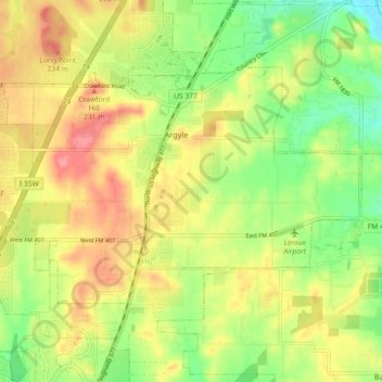 Argyle topographic map, elevation, terrain