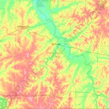 Hardeman County topographic map, elevation, terrain