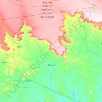 Bodocó topographic map, elevation, terrain